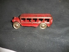 Vintage Cast Iron A C Williams 5 1/2" Red Bus 1930's