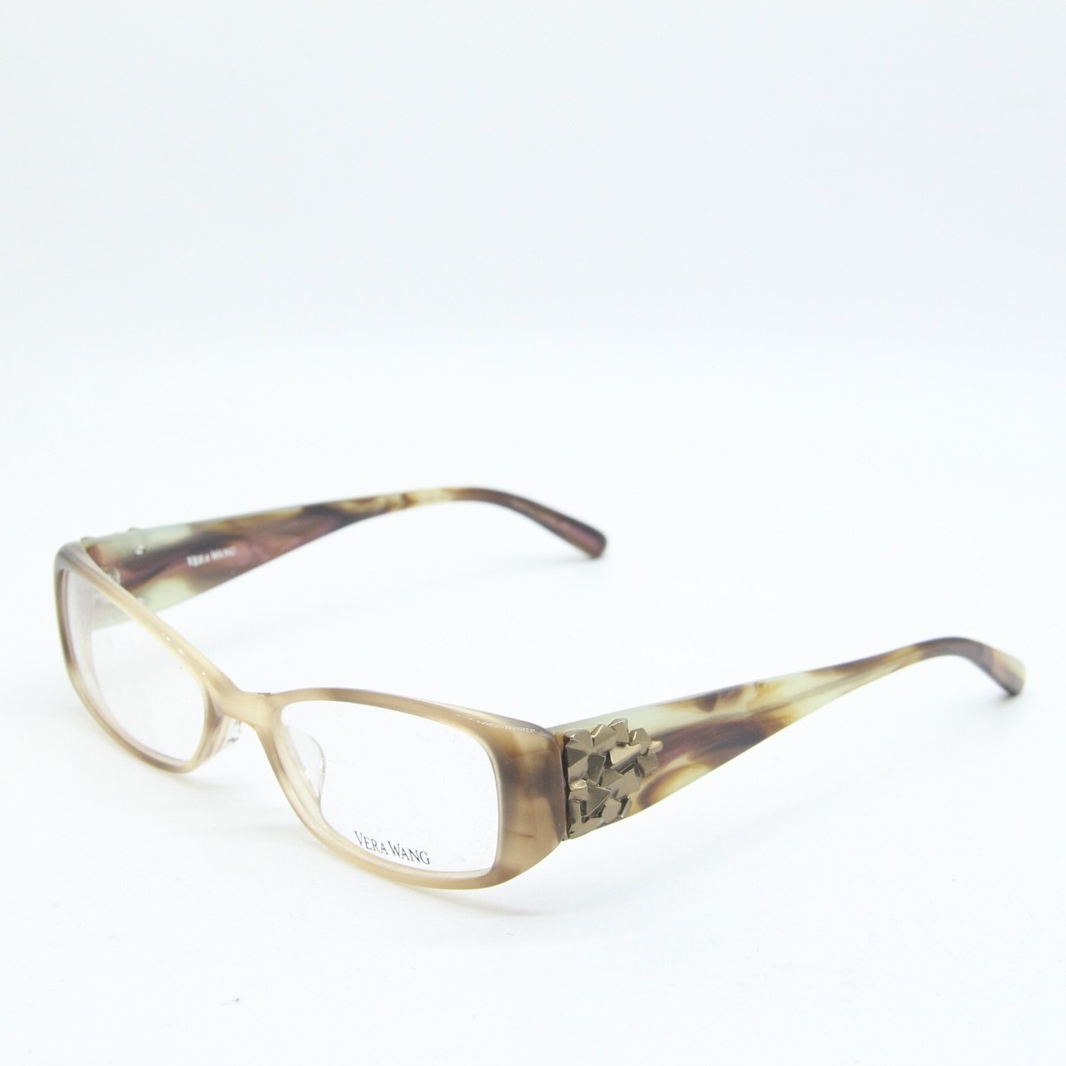 NEW VERA WANG V076 BR BROWN HORN AUTHENTIC EYEGLASSES 53-16  display picture 3
