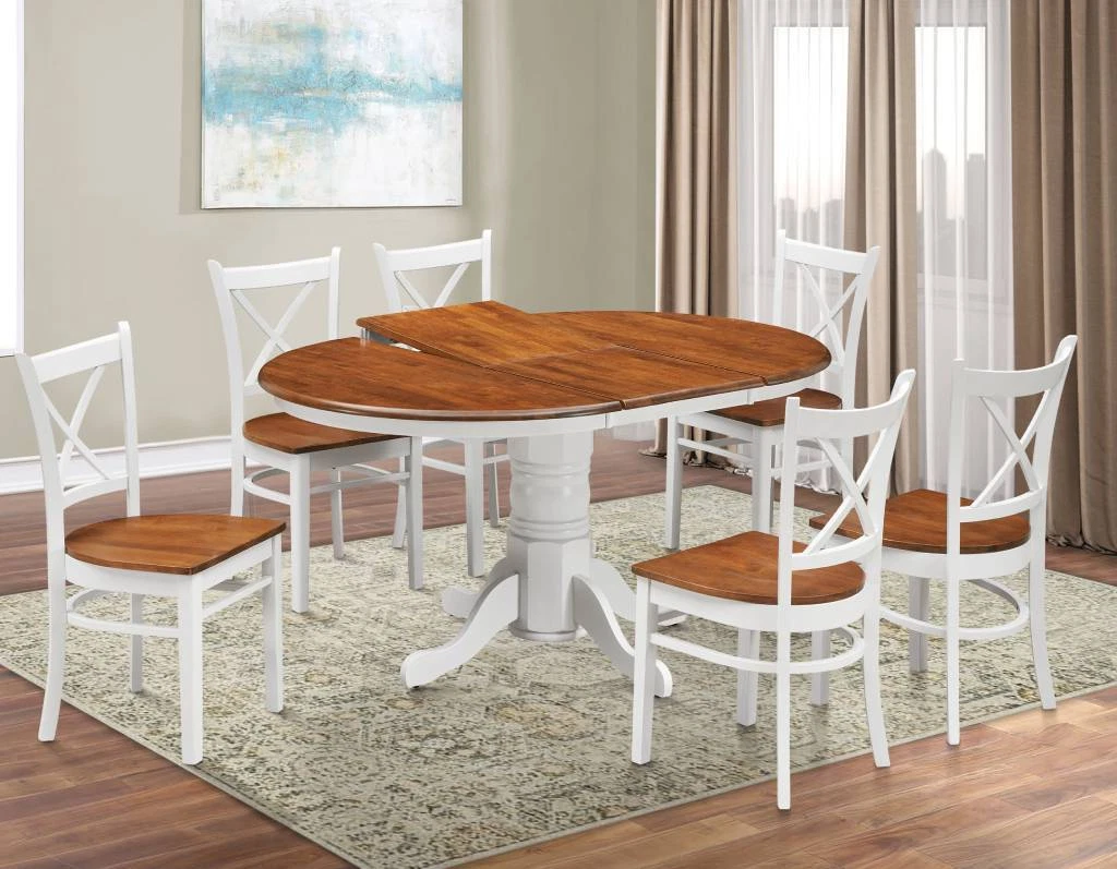 Six seater round online dining table and chairs