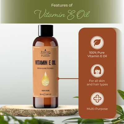 Vitamin E Öl 100ml - Reines, Natürliches Öl für Haut, Haare Nägel & Narbenpflege