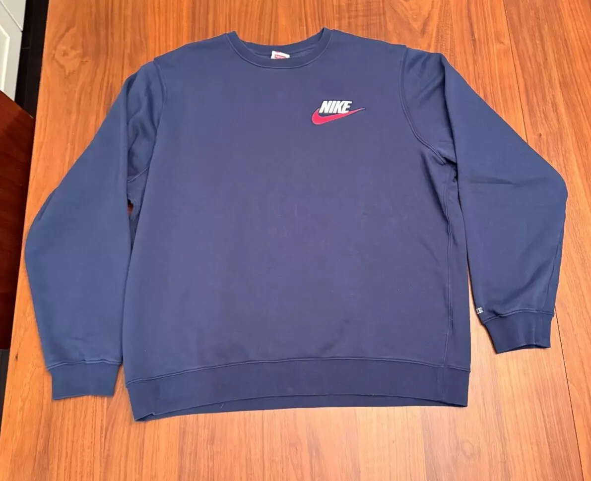 Sweat col rond Supreme x Nike bleu marine homme grand F/W 2018