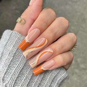 French Glitter Orange Wave Fake Nails Full Coffin Press On Nails Tips Decor Ebay French Glitter Orange Wave Fake Nails Full Coffin Press On Nails Tips Decor Ebay