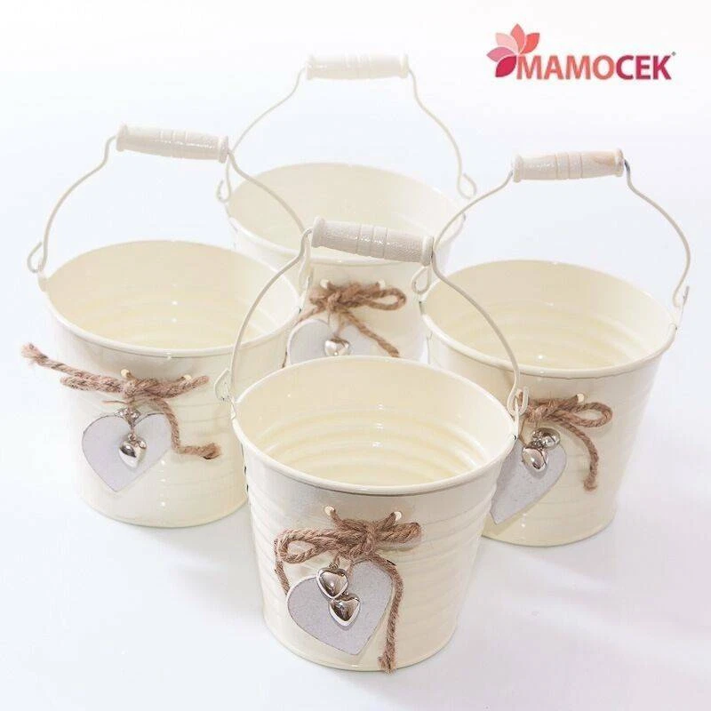 Cabilock Secchiello Per Fiori in Metallo Robusto Fioriera Creativa Vaso Da Tavolo Vintage Decorazione Per Casa Per Fiori Secchi