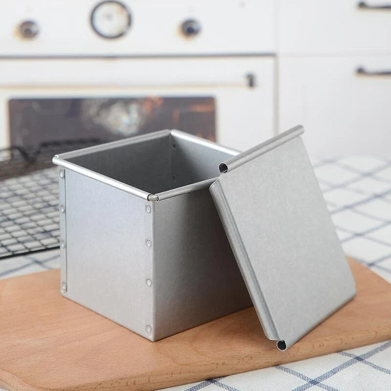 Molde para pan cuadrado de acero Tiger Crown con tapa 95x95x95 mm bandeja para hornear 2382 Japón Foto 2 de 4