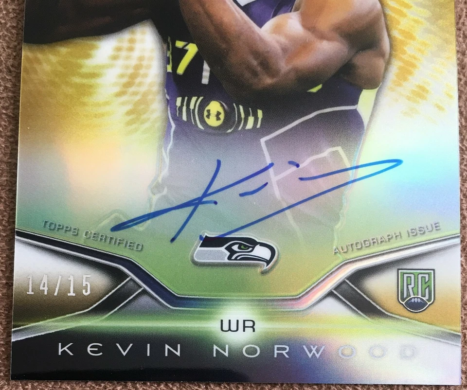 Kevin Norwood 2014 Topps Platinum Autograph GOLD Refractor Rookie #76 /15 SSP RC - Image 2 of 3