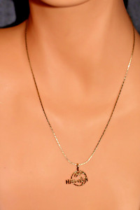 Authentic ❤ Palm Tree HAWAII Tropical Round Pendant Necklace Laser Cut Gold Plated 17 1/2"