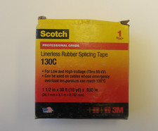 3M SCOTCH P/N: 130C 1 1/2" X 30FT 10YD LINERLESS RUBBER SPLICING TAPE