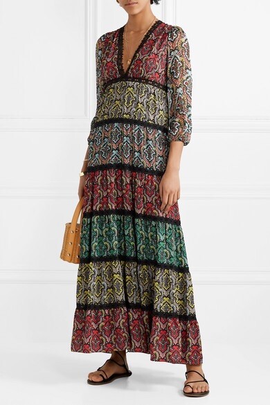 alice and olivia karolina paneled maxi dress Alice + Olivia Karolina Crest Tile Paneled Maxi Dress $695 Size 6 NWOT