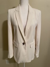 Topshop Women's Ivory Blazer, One Button in Front, Faux Pockets Size 2