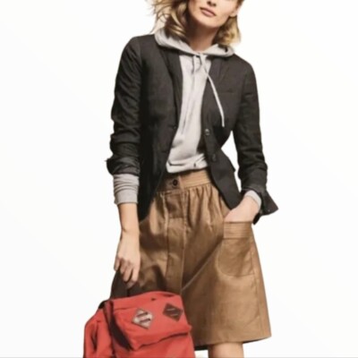 J Crew Linen Camel A-line Mini Skirt