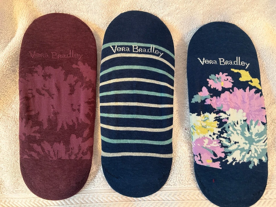 NUEVO CON ETIQUETAS CALCETINES VERA BRADLEY FORROS CORTE BAJO NO-SHOW NO-SHOW PAQUETE DE 3 Chrysanthemum Crush Foto 3 de 4