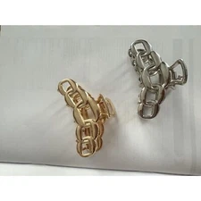 New 2 pcs Medium Sized Hair Claw Clips Silver + Gold Classy Hair Accessories