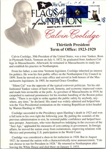 Dr Jim Stamps Maximum Card Vermont State Flag Flags Of Our Nation Fdc