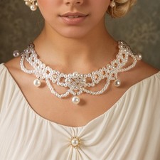 Luxury Vintage Pearl Choker Necklace For Women Multilayers Clavicle Chain PN