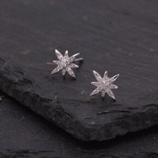 0.20 Ct Round Cut Simulated Diamond Star Stud Earrings 14K White Gold Plated