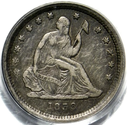 😎🇺🇸🦅🗽🪨🥶PCGS VF30 1838 SEATED LIBERTY QUARTER NO DRAPERY