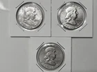 LOT: 3 1962 - 1963 90% Silver Franklin Half Dollars