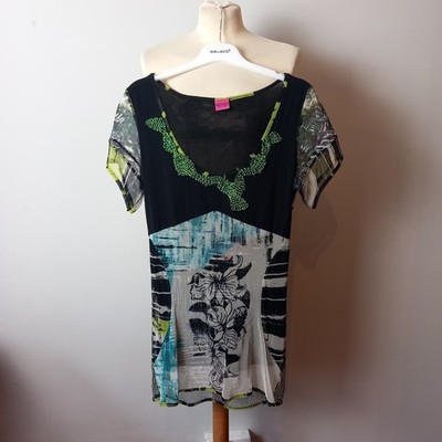 Save The Queen Damenbluse schwarz Multi Top Shirt UK Größe XL