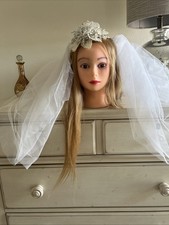 White Bridal Veil Headpiece Beads  Pearls