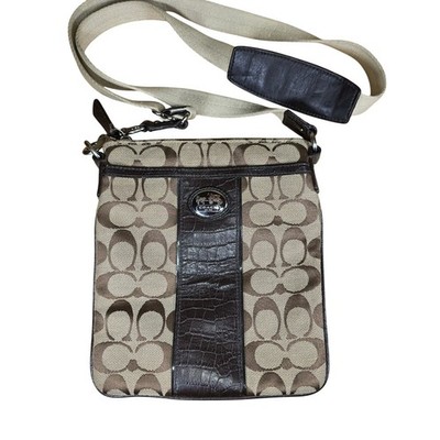Coach Sutton Signature Swingpack Khaki Mahogany  M1175-43976 9x8x1 Drop 23''