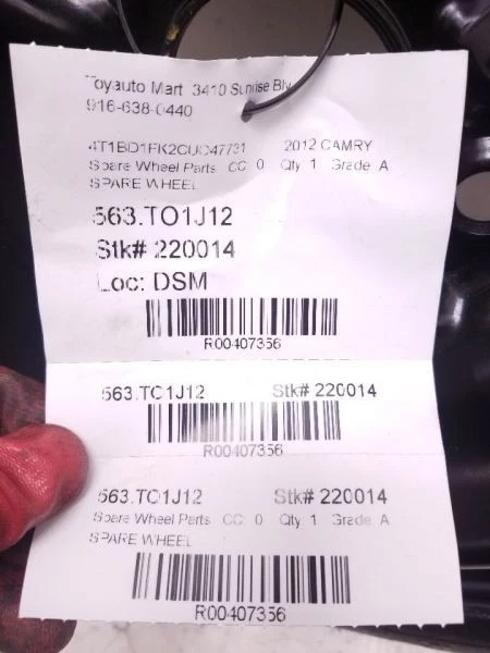 Toyota Camry 2012 rueda de repuesto Foto 4 de 4