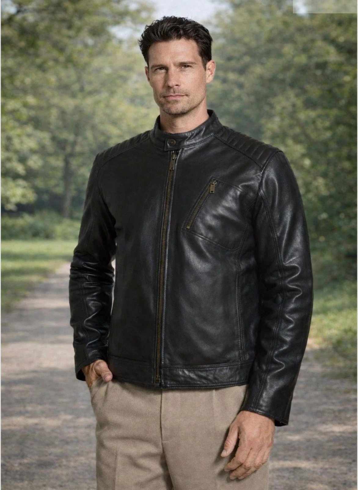Men’s Urban Rebel Leather Jacket – Real Sheepskin Black Jacket – Cafe racer styl