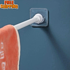 4pcs Adhesive Shower Curtain Rod Holder Wall Mount Transparent Tension Bracket