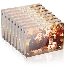 4x6 Acrylic Picture Frames 8 Pack, Clear Frameless Magnetic Double Sided Phot...