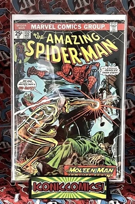 AMAZING SPIDER-MAN #132 - MAY 1974 - MOLTEN MAN APPEARANCE - VFN/NM (9.0) CENTS! - Image 1 of 4