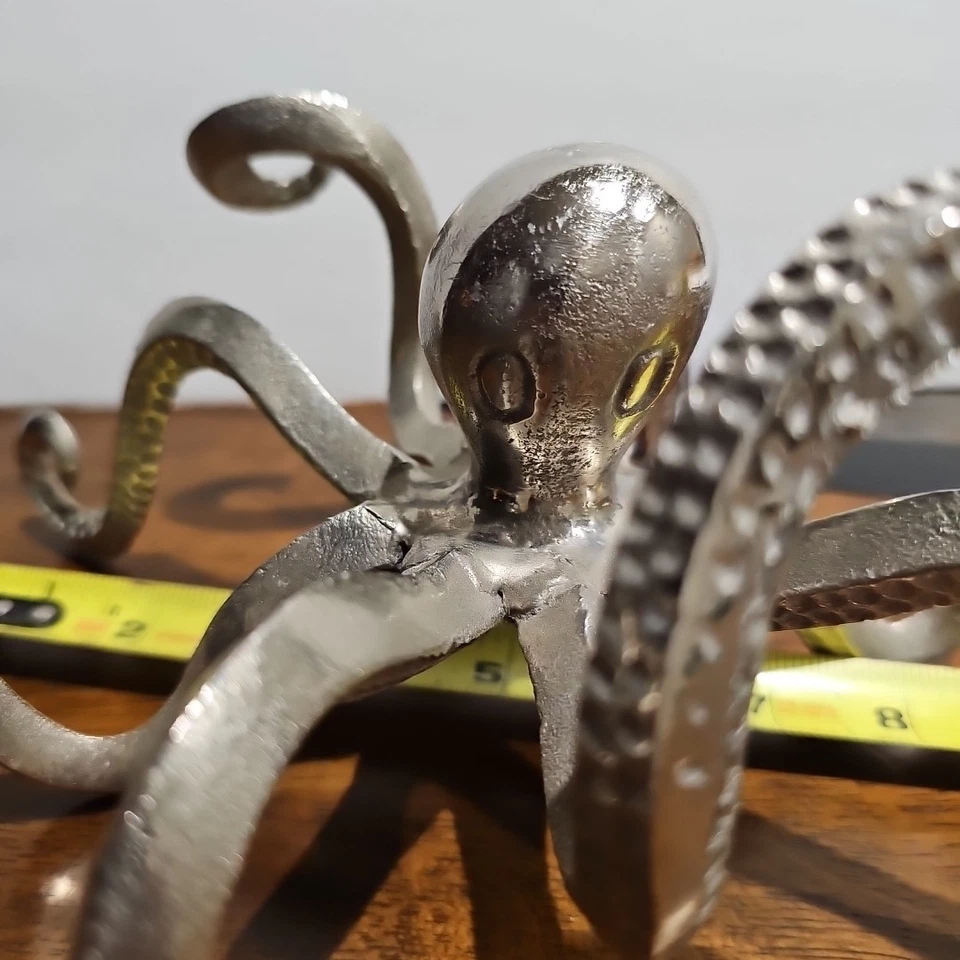 Полка оловянная отделка осьминог декор прибрежная морская статуя металлический дизайн 10 дюймов - Изображение 2 из 4