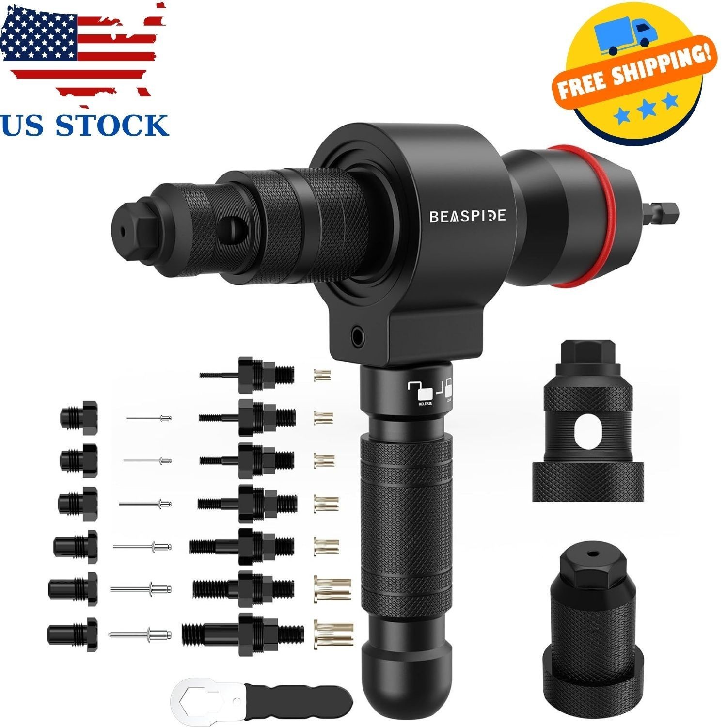 Electric Rivet Gun Adapter, 2-in-1 Rivet Nut Adapter Kit Wit