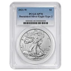 2021-W $1 1-oz T-2 Burnished American Silver Eagle PCGS SP70 Blue Label