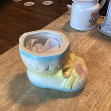 Vintage Ceramic BABY Bootie Planter-RARE USA Made