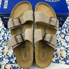 New Birkenstock Arizona Taupe Suede Soft Footbed Men's Women's Sandals EU 37-45