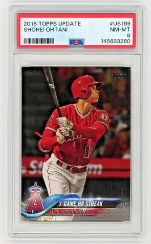 SHOHEI OHTANI 2018 Topps Update Rc #US189 PSA 8 3 Game HR Streak