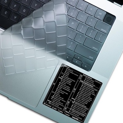 Ultra-Thin Keyboard Cover (US ANSI) + Mac OS Shortcuts Sticker for M2 M3 MacB...