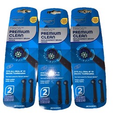 3x Equate Trios Premium Clean Replacement Brush Heads Fits Oral-B iO 2-Count Ea