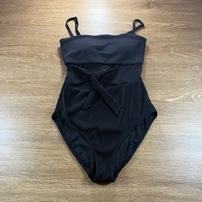 Aerie Ribbed Tie Front One Piece Swimsuit Women  s Medium Black Full Coverage
