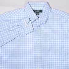 Brooks Brothers Country Club Long Sleeve Button Shirt Blue Made in USA Mens L