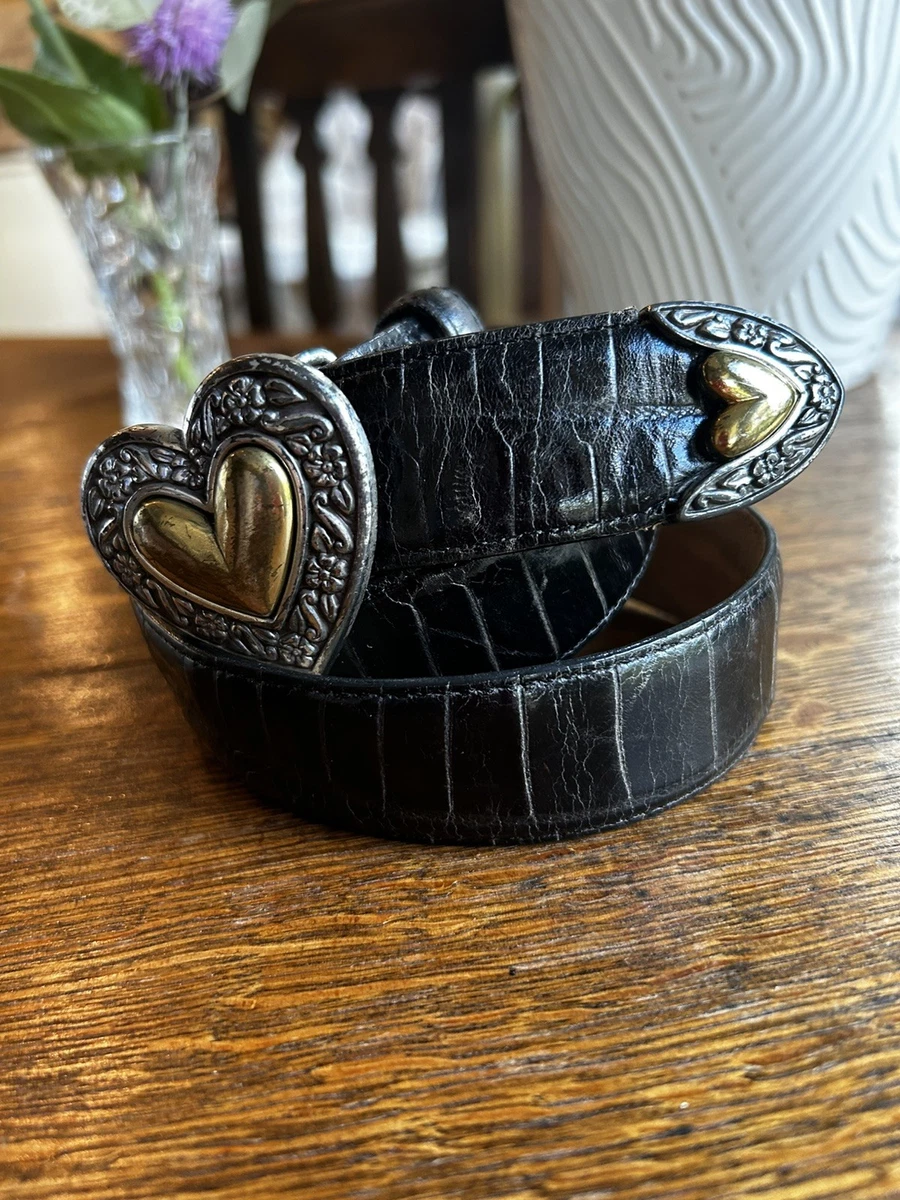 Brighton Patent Leather Embossed Black Leather Belt Silver & Gold Tone Accents Brighton Black Belts for Women for sale | eBay main image 4