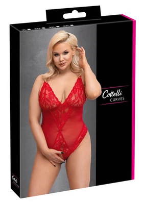 MARKENLOS Cottelli CURVES Roter Ouvert-Bodysuit mit zarter Spitze 2XL