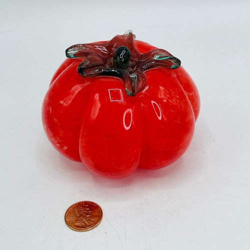 Expositor de frutas de tomate de vidrio soplado a mano vintage hecho en Italia decoración de 3,5 x 2" - Imagen 4 de 6
