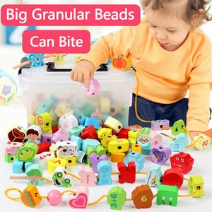 wooden threading beads