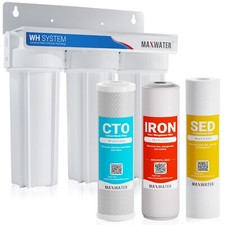 Max  Water 3 Stages 10"x 2.5" 3/4" Port Whole House Iron Manganese Water Filter