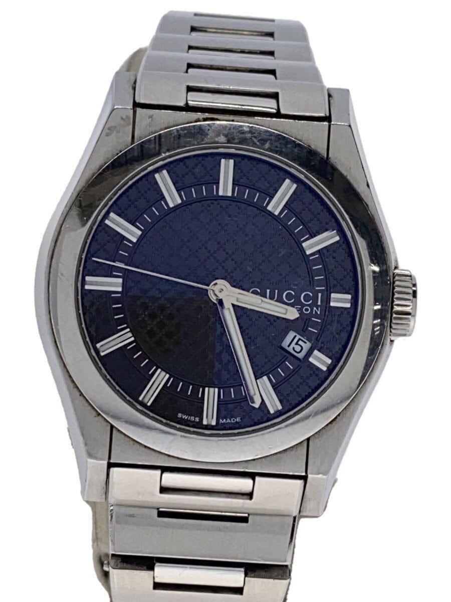 GUCCI Men's Black Silver Quartz Analog Watch