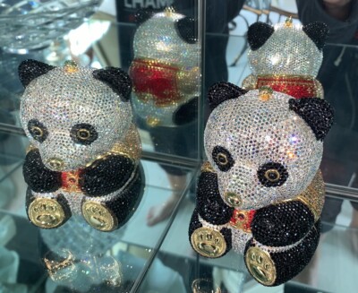 JUDITH LEIBER PANDA BEAR MINAUDIERE Purse CLUTCH & PILLBOX