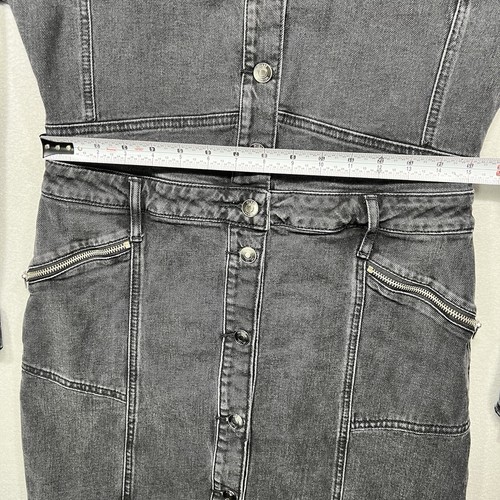 Y2K Womens Guess Jeans Denim Vintage Utility Long Sleeve Dress Zipper Sz L Punk - Picture 7 of 10