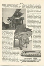 THE PIANO AND ITS ANCESTORS HARPSICHORD CLAVICHORD c 1950 OLD ILLUSTRATION PRINT