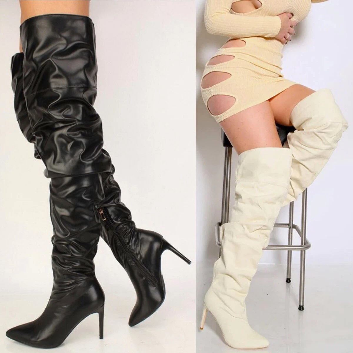 Thigh high hotsell boots slouch