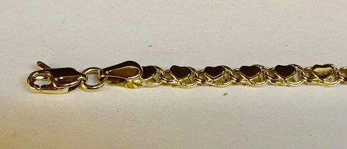 14k White Gold 7" Mirror HEART Chain Link Bracelet 3 mm 3 grams - Picture 10 of 12
